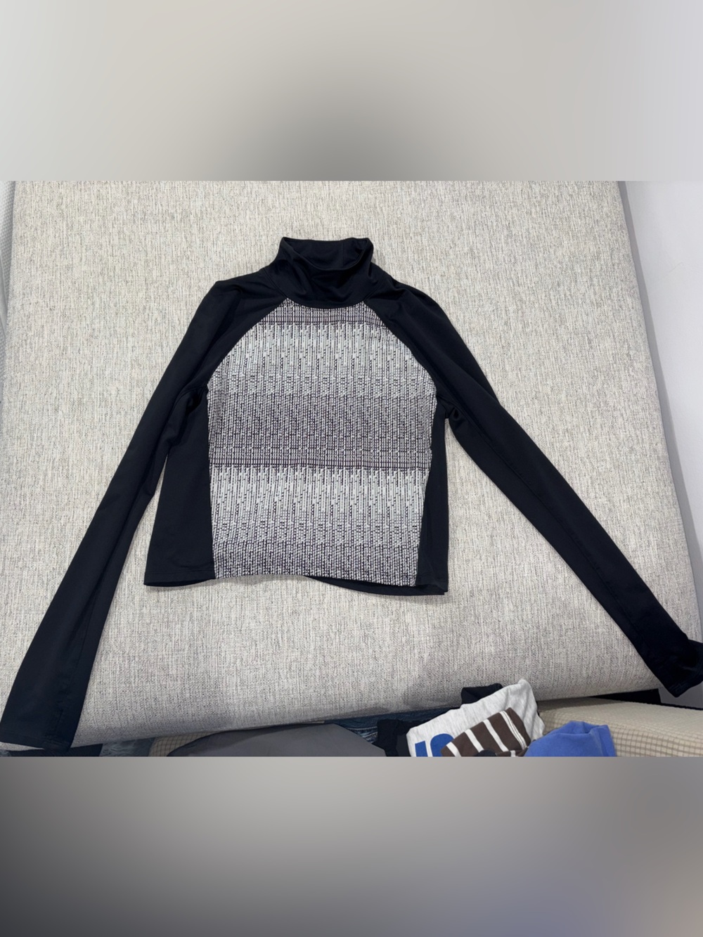 Under Armour Black and Gray Long Sleeve Mock Neck Top